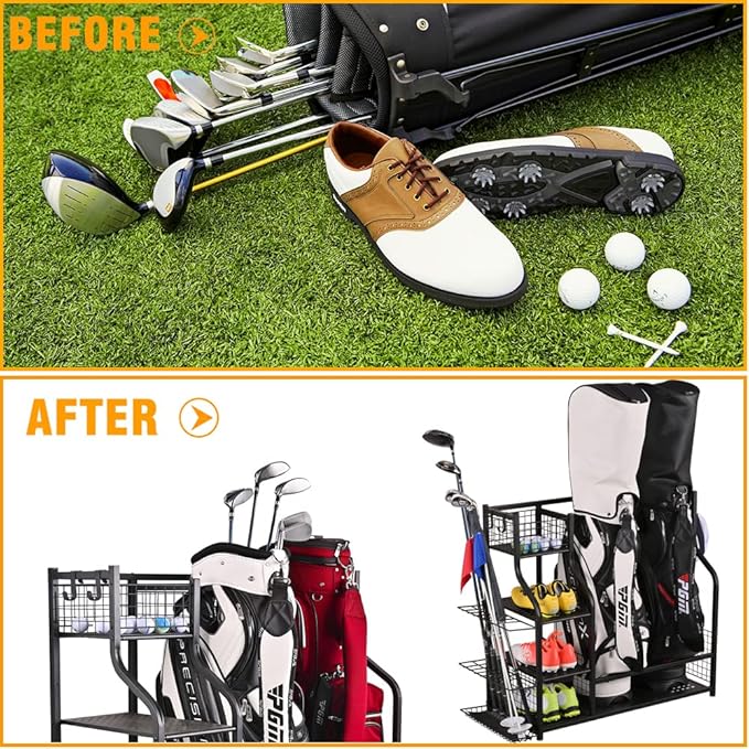 SNAIL Golf Bag Garage Storage Organizer Extra Large Size Golf Bag Rack Stand
