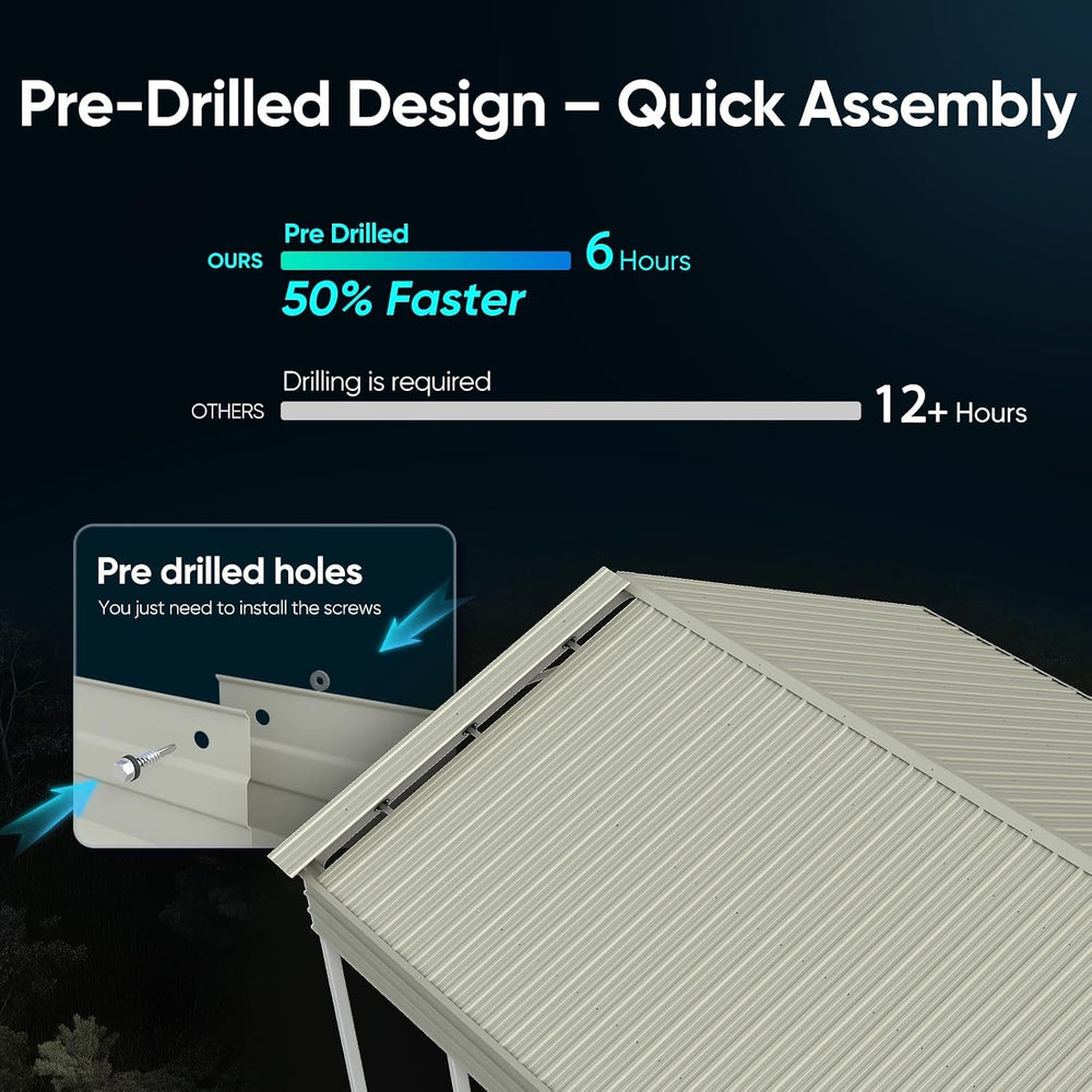 Quictent 12x21 FT Heavy Duty Metal Carport, Galvanized Steel Hard Top SUV/Tru...