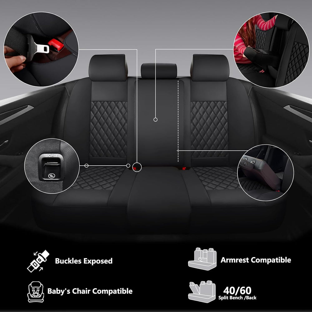 Premium Leather Car Seat Covers Full Set,Universal Fit for Cars,Trucks&SU...