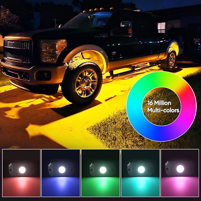 YiLaie 10 Pods LED Rock Lights for Trucks