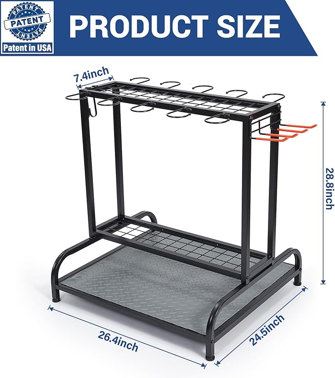 Garden Tool Organizer, Yard Tools Rack Holds 55 Long-Handled Tools/Rakes/Brooms
