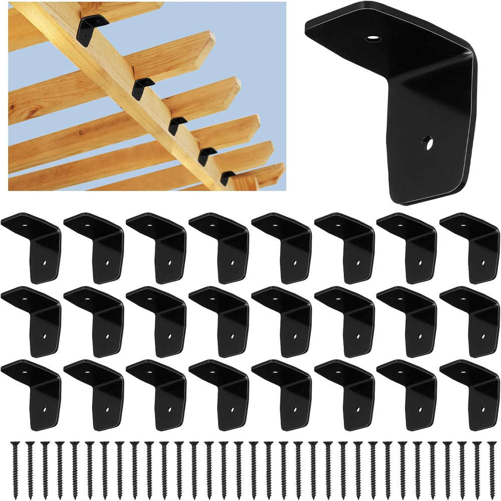 MorningRo 24 Pcs Black Pergola Hardware Rafter Clips Galvanized Steel Rafter ...