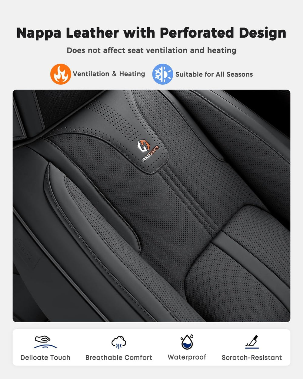 Huidasource Car Seat Covers Full Set Luxury Nappa Leather, Seat Cover with Ve...
