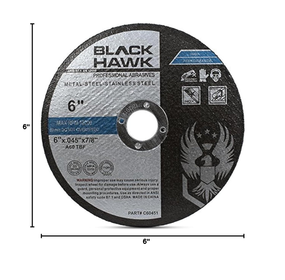 BHA 6 x .045 x 7/8 Cut Off Wheels for Metal, Thin, Angle Grinder - 25 Pack