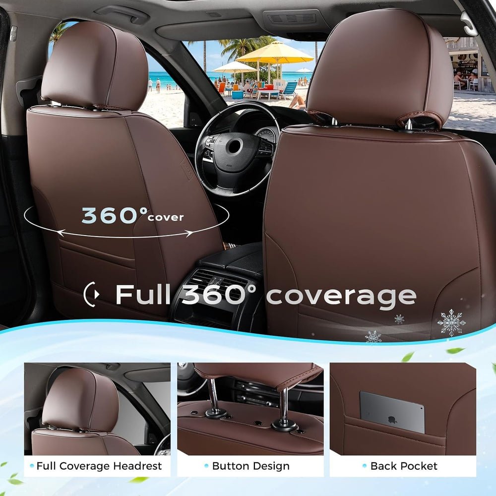 Coverado Leather Seat Cover Front, Universal Covers for Cars, Waterproof Luxu...