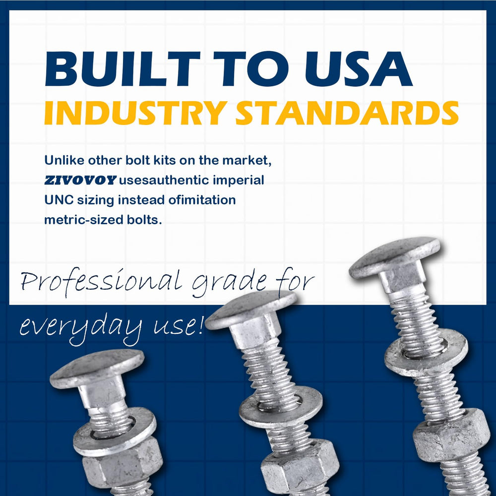 5/16" x 2" Hot Dip Galvanized Grade 307A Carriage Bolt Kit, 50 Pack...