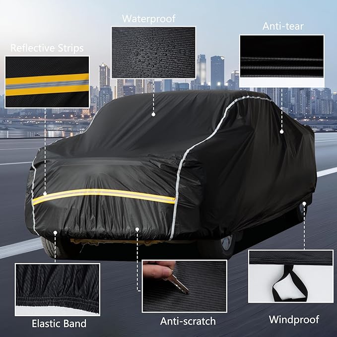 Pickup Truck Cover Waterproof All Weather, Outdoor Sun UV Rain Pickup Protection