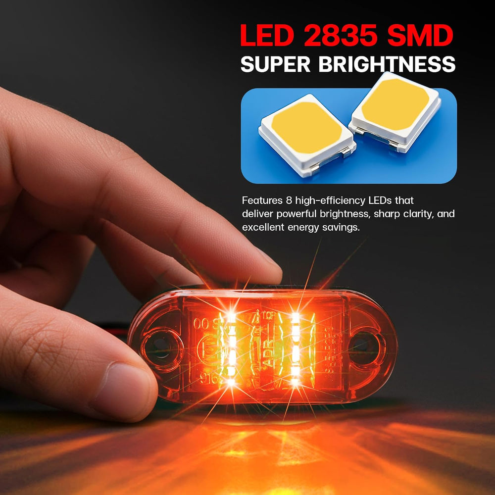 100 Pcs of 2.5 Inch Oval Amber Light 8LED Super Bright LED Trailer Lights Kit...