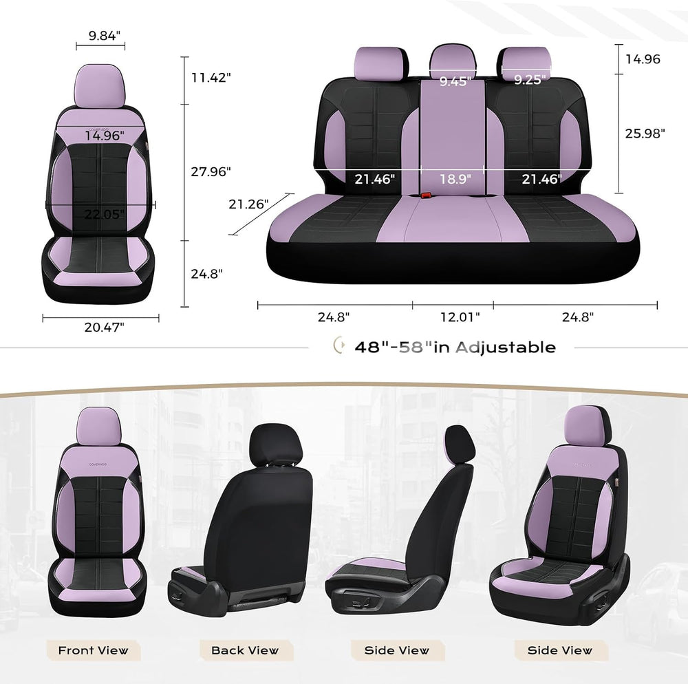 Coverado Car Seat Covers Full Set Leather Full Coverage Waterproof Seat Cover...