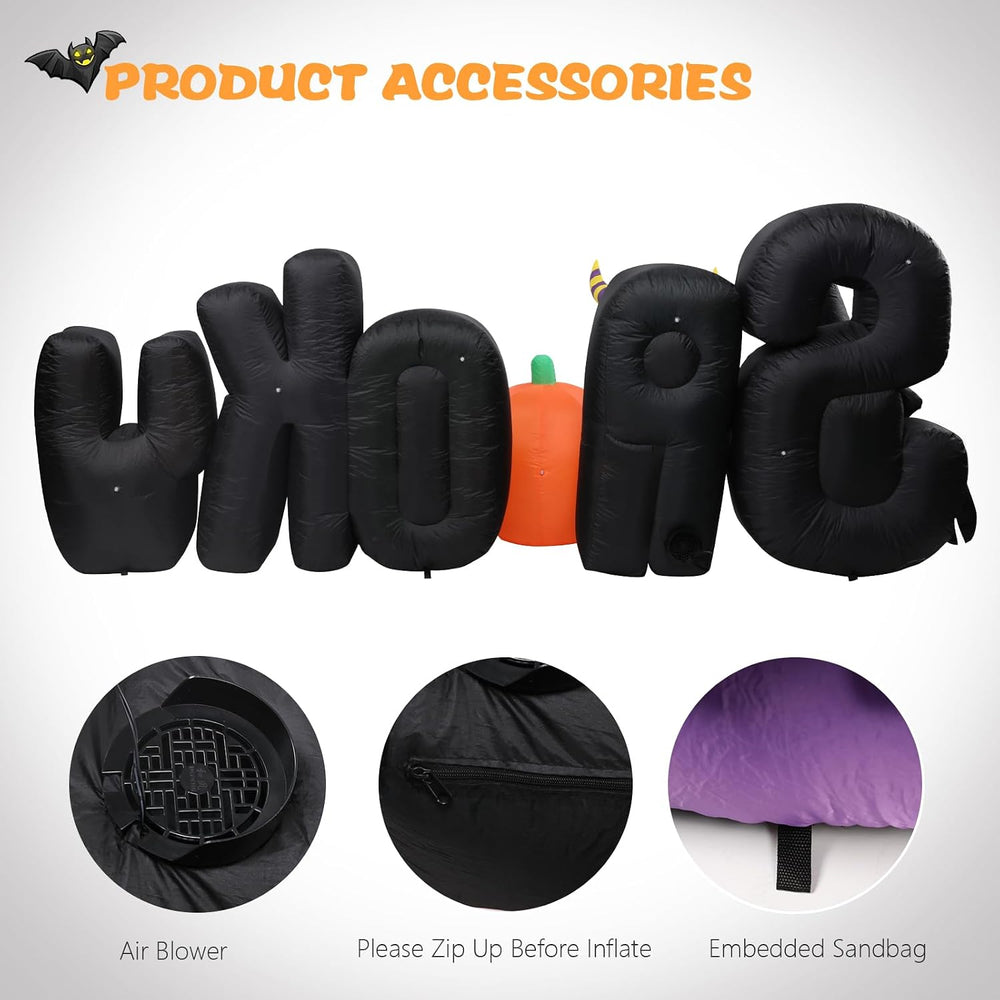 MUMTOP 8.85 Ft Inflatable Outdoor Halloween Decor with Spooky and Black Cat
