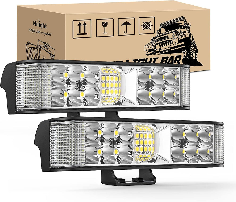 Nilight Side Shooter LED Light Bar / Pods 2PCS 6.5 Inch 60W Flood Spot Beam C...