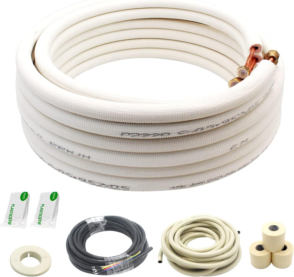 25 Ft Mini Split Line Set.Air Conditioner Copper Tubing Pipes Extension Set, ...
