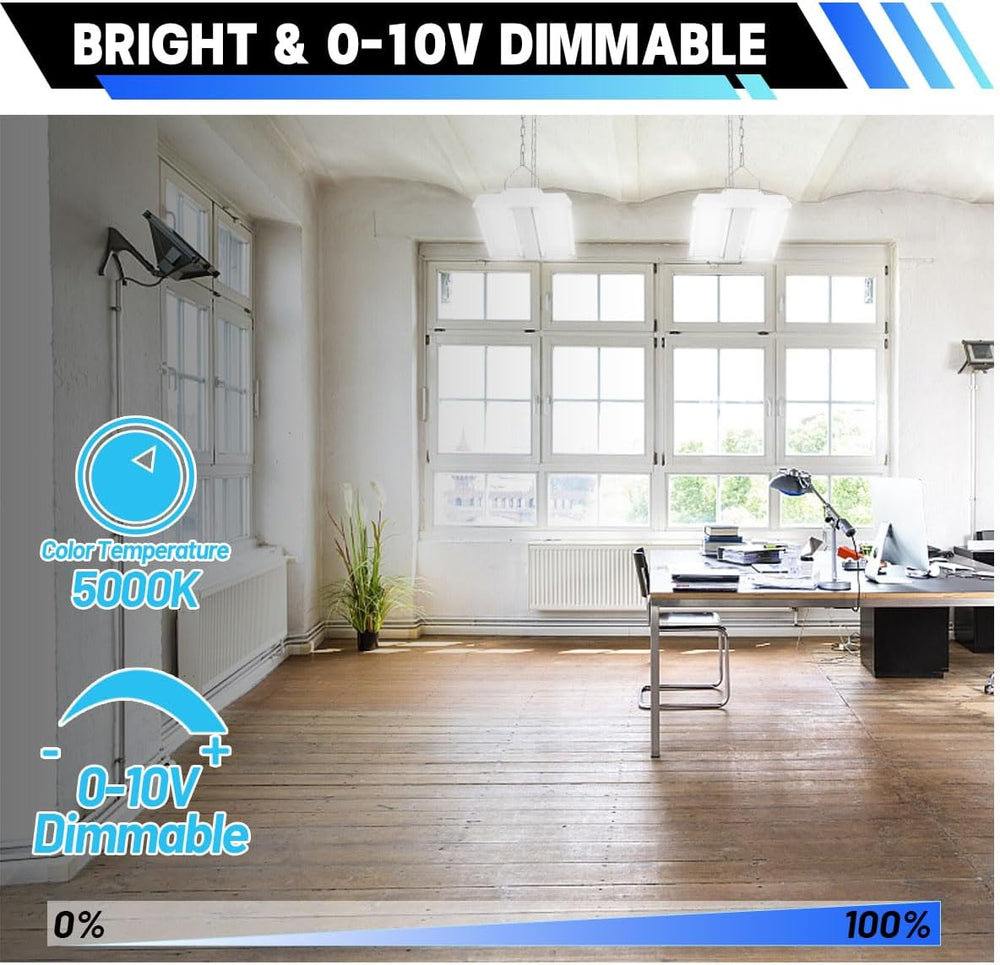 LED Linear High Bay Light 2-Pack, 150W 20250LM 0-10V Dimmable 5000K Daylight,...