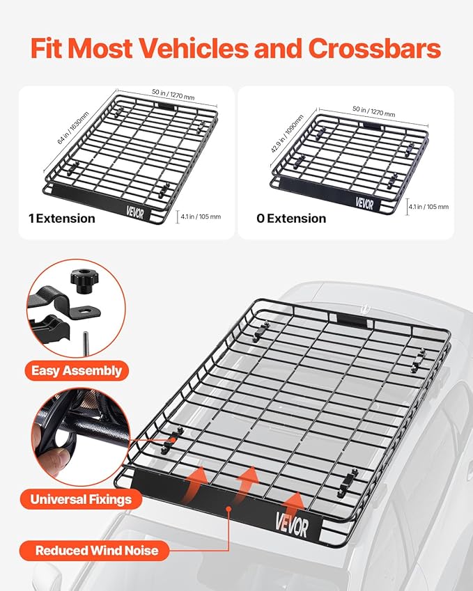 VEVOR Roof Rack Basket, Universal Rooftop Cargo Carrier