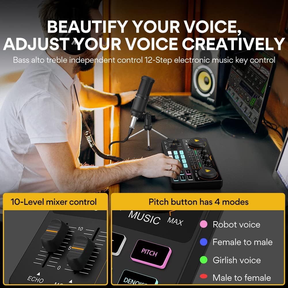 MAONO Podcast Equipment Bundle with Audio Mixer & 3.5mm Mic for Streaming