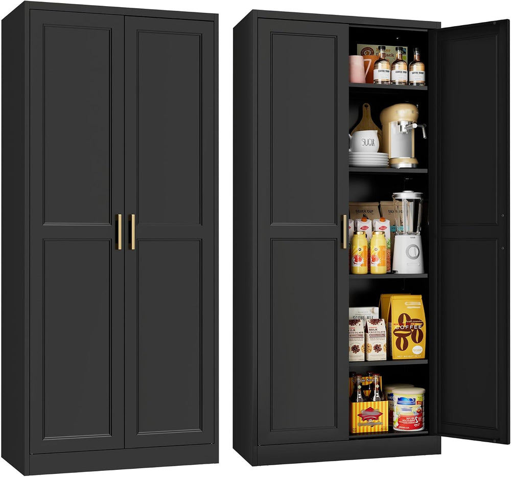 71"Tall Metal Kitchen Pantry Storage Cabinet with Doors& 4 Shelves