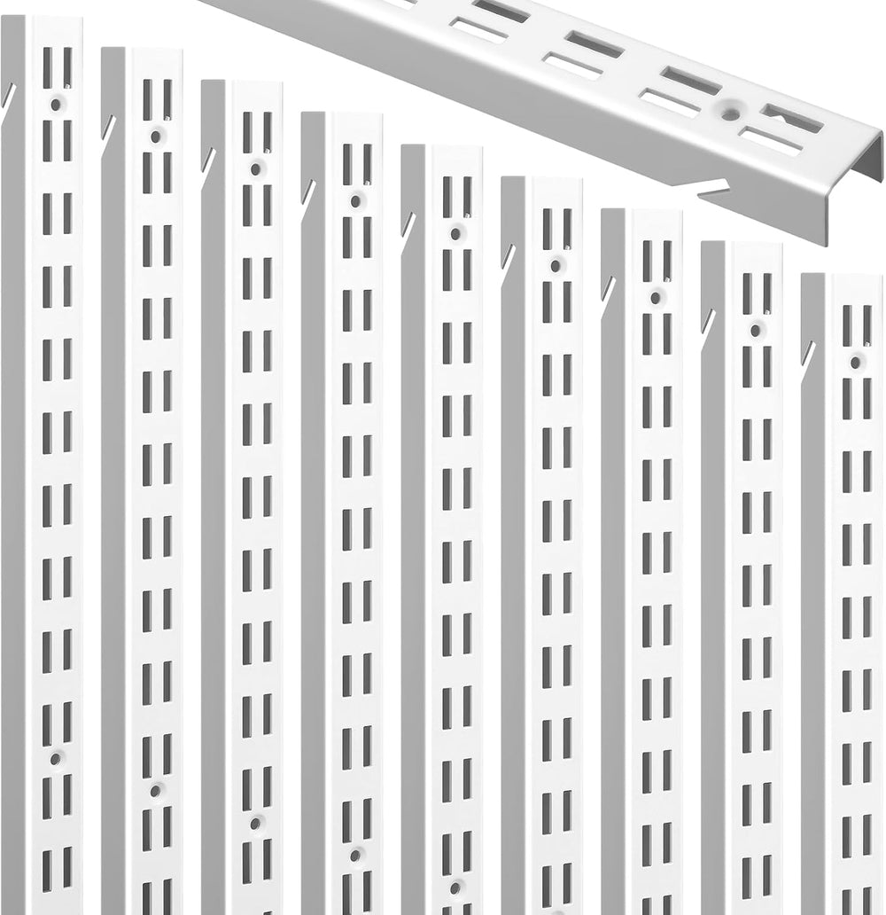 Tandefio 12 Pcs Shelf Rails Track System, 47.5 Inches Wall Mounted Bracket