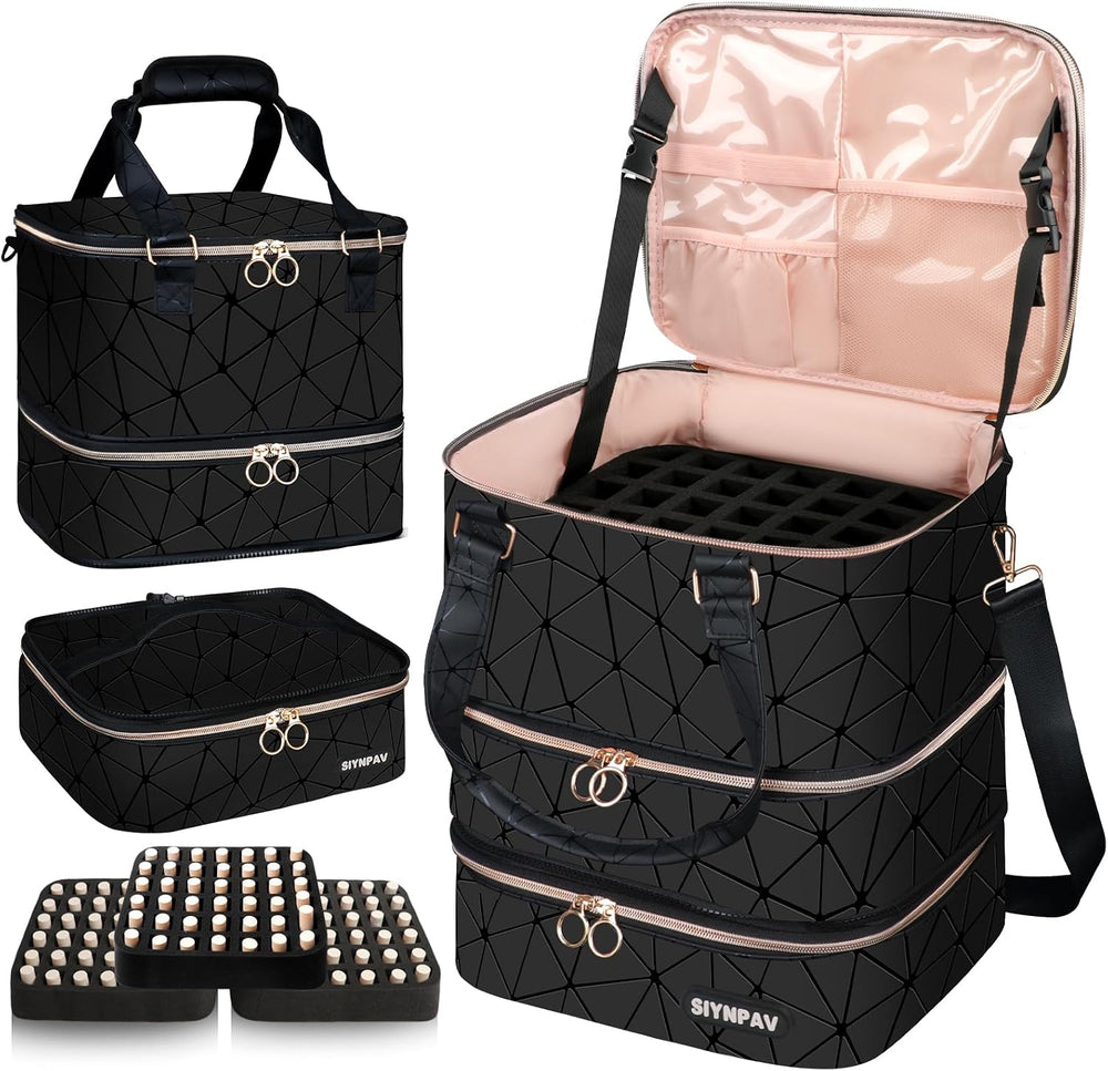 SIYNPAV Nail Polish Organizer Bag Holds 126 Bottles (15ml/0.5fl.oz)& Nail...