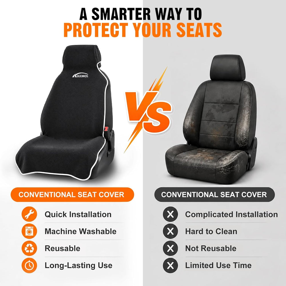 Car Seat Cover Towel for Cars, SUVs, Vans and Trucks, 2 Pack, Black