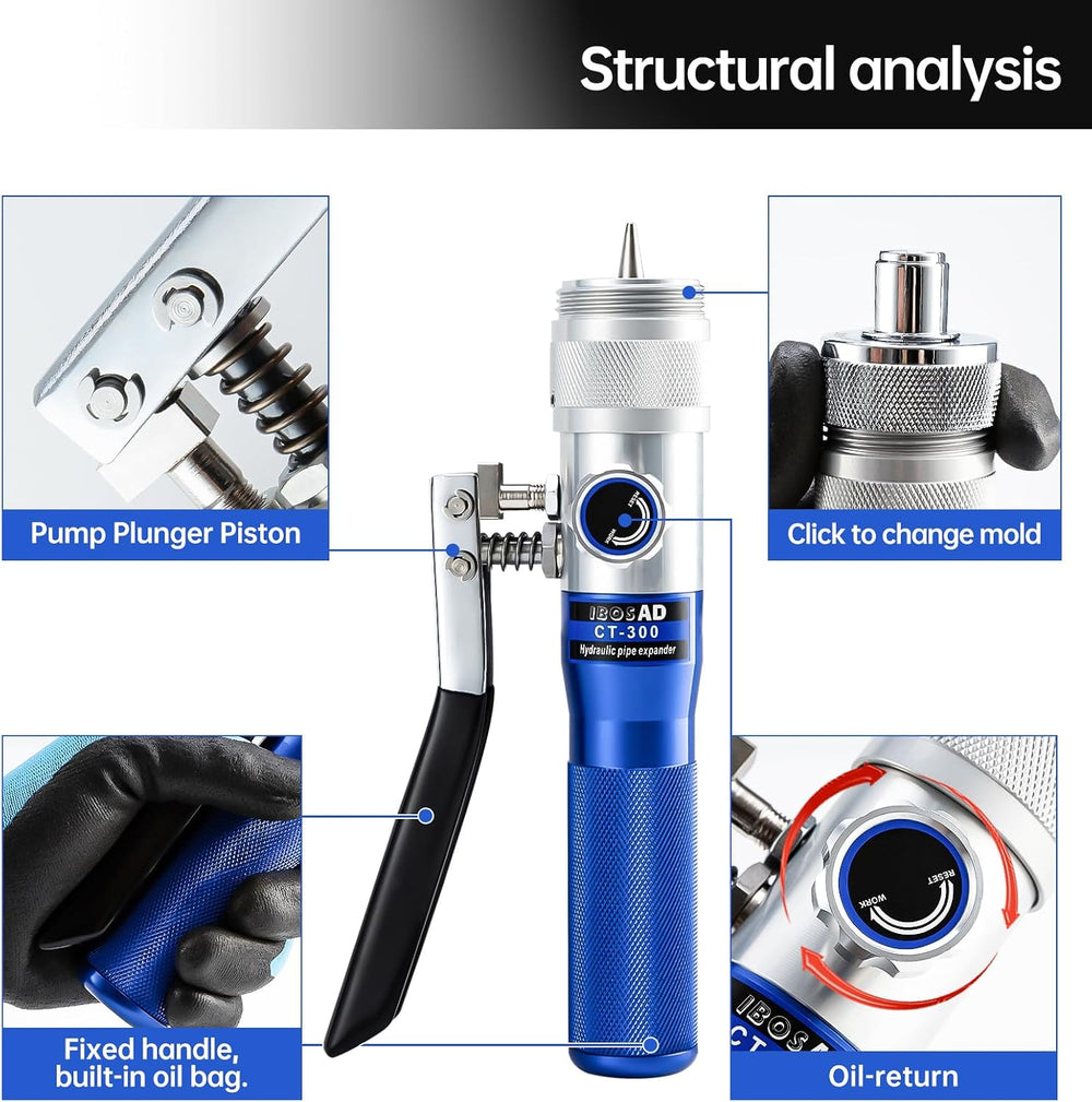 HVAC Hydraulic SWAGING tool kit for copper tubing Expanding 3/8 inch to 1-1/8...