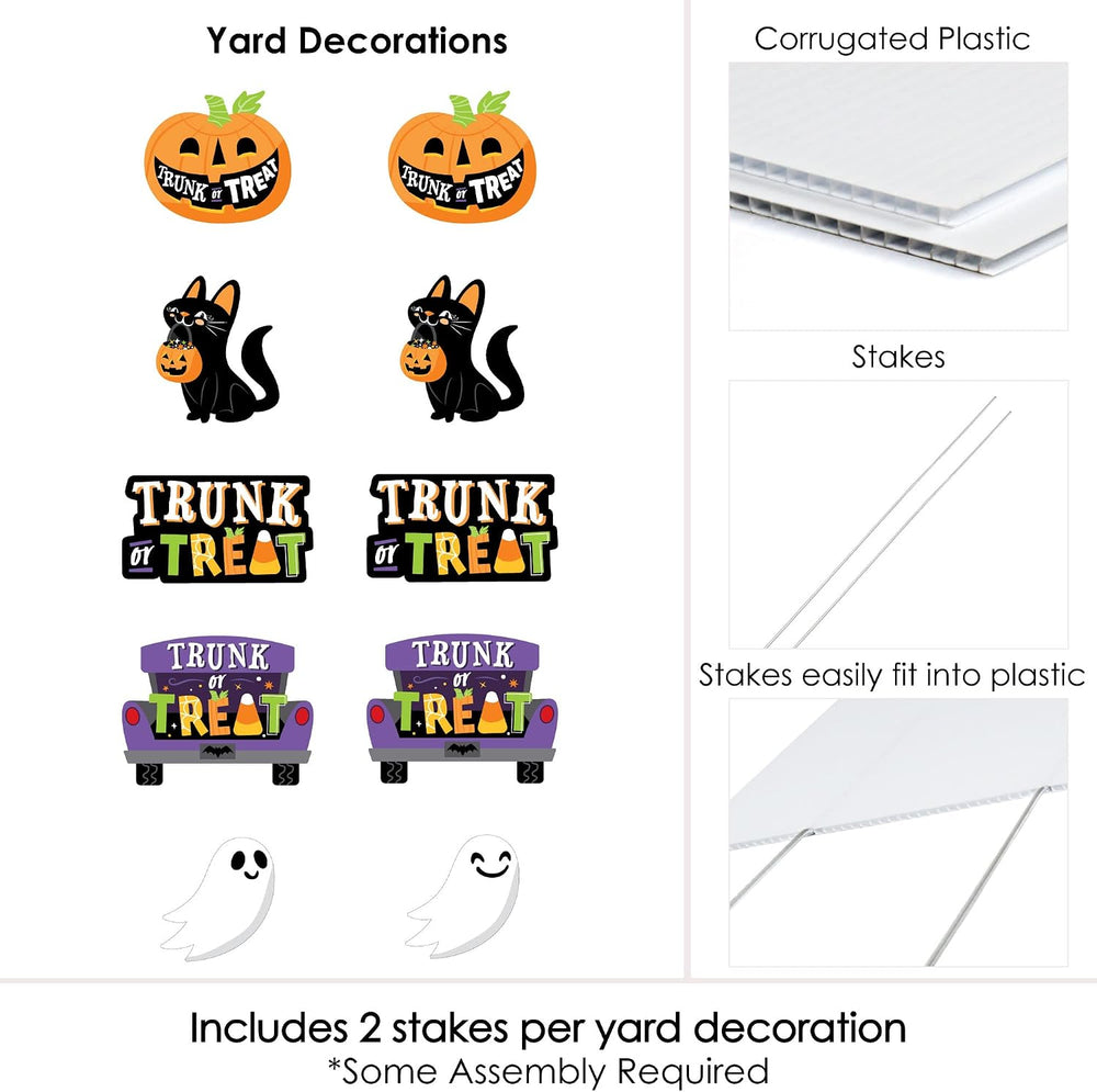 Big Dot of Happiness Trunk or Treat - Cat Pumpkin Trunk Lawn Decorations - Ou...