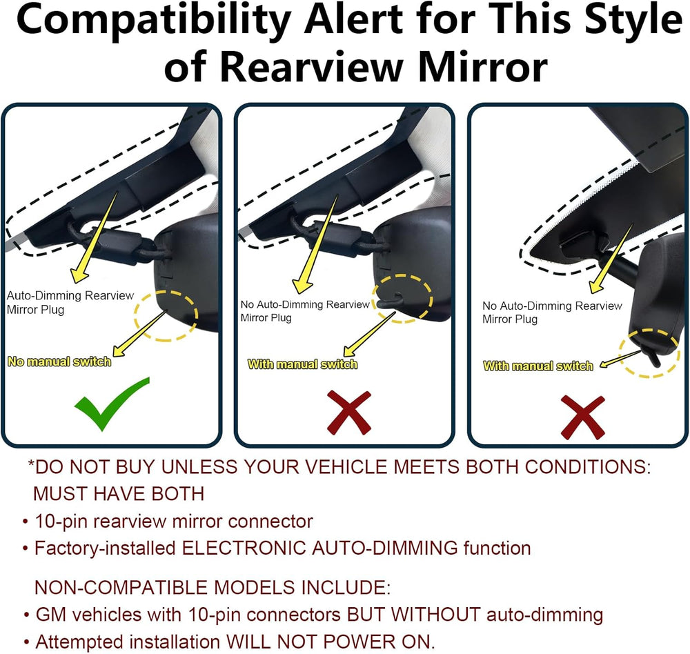 Dashcam Power Adapter Custom for GM 10 Pin (Model A) for Chevy GMC Buick Cadi...