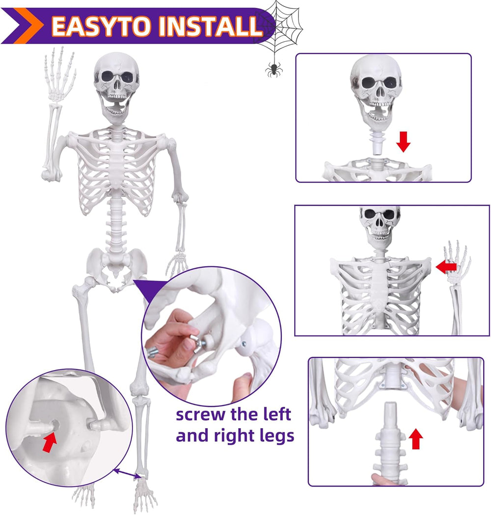 2 Pack 5.4Ft Halloween Skeletons Posable Skeletons Life Size Full Body Bones ...