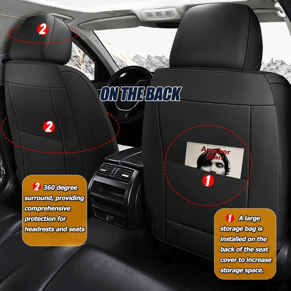 Car Seat Covers for 2 Seats - Nappa Leather 3D Foam Back Support, Super Breat...