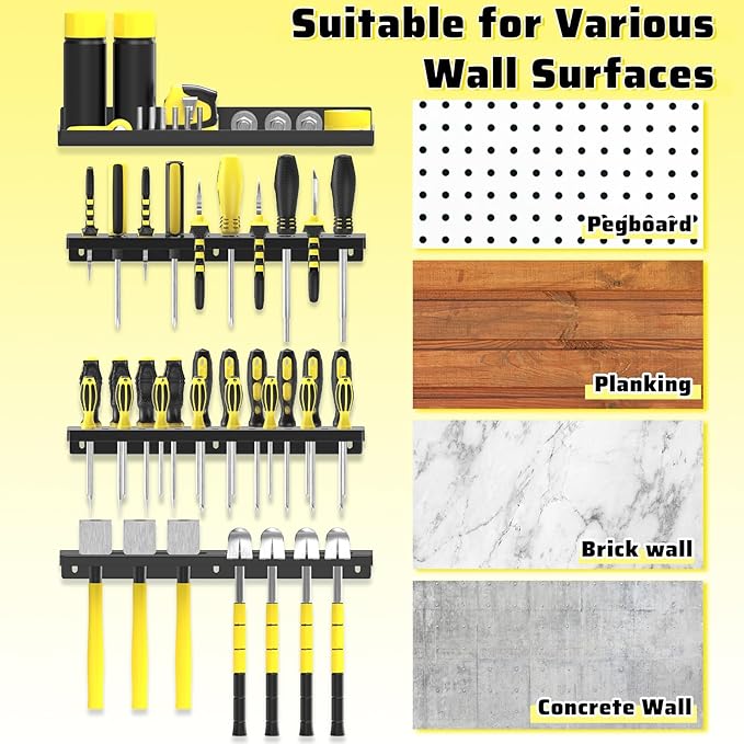 Wall Mount Screwdriver Organizer, Pliers Holder, Hammer Rack, Metal Storage (...