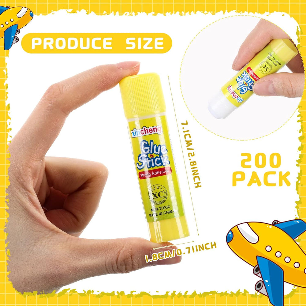 Zubebe 0.25 oz White Glue Sticks in Bulk for Classroom Crafts, 200 Pcs
