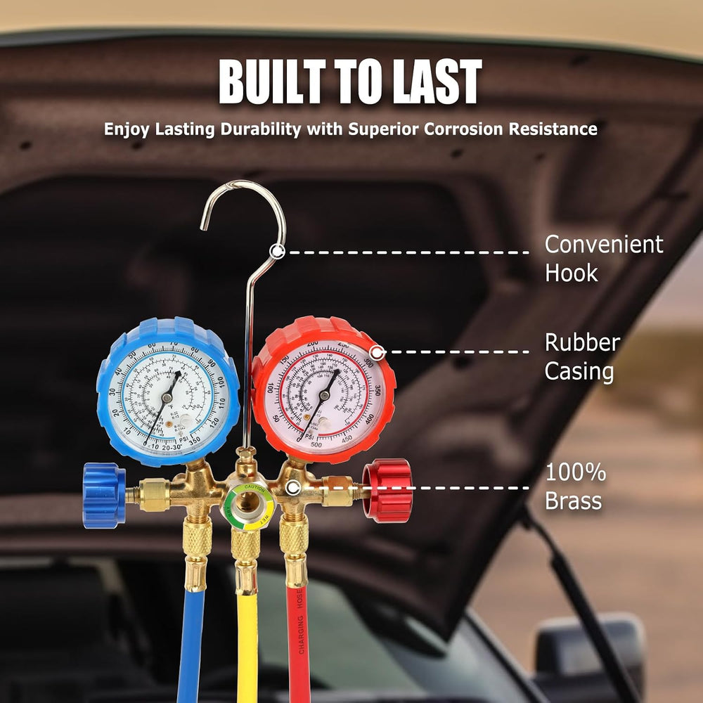 3 Way AC Manifold Gauge Set, Fits for R134A R12 R22 and R502 Refrigerants, wi...