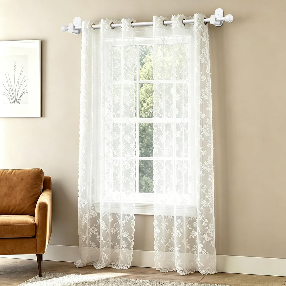 KAMANINA Curtain Rods No Drilling for Windows 32 to 86 Inches White