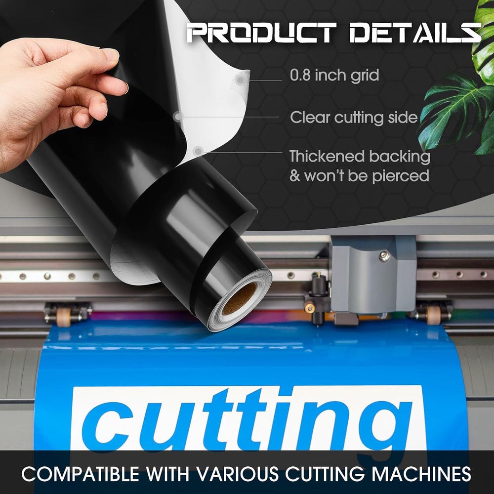 Gueevin Black Permanent Vinyl Roll 36" X 20 ft, Self Adhesive