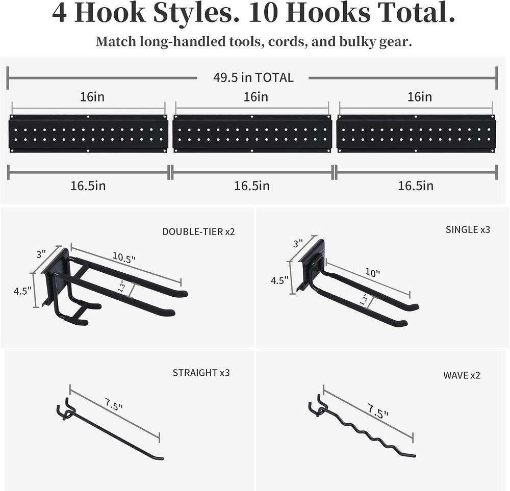 Garage Wall Organizer, 49.5-Inch Tool Rack, 510 lb Capacity