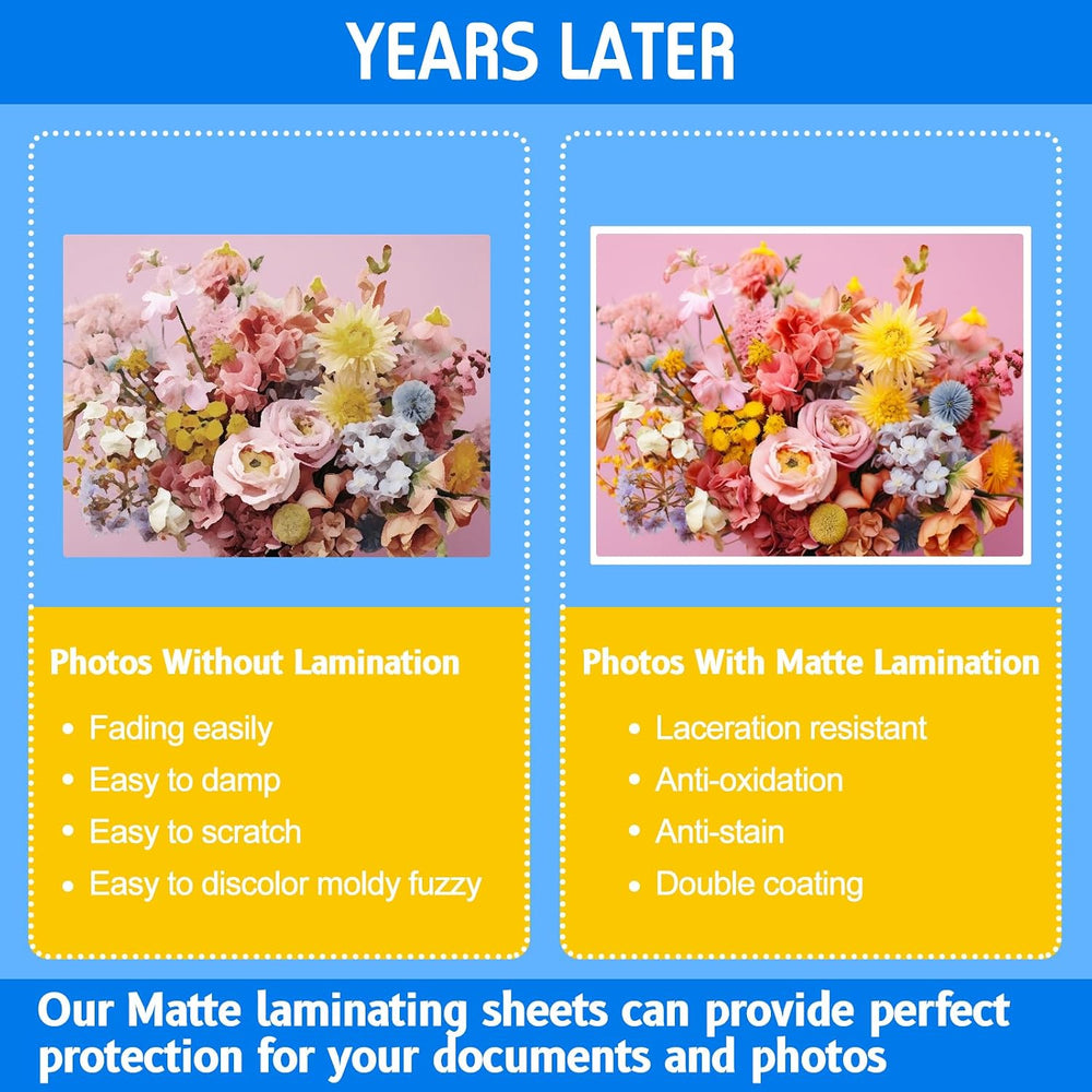 Kosiz 100 Pack Matte Self Adhesive Laminating Sheets, 9 x 11.5 Inches, 4 Mil ...