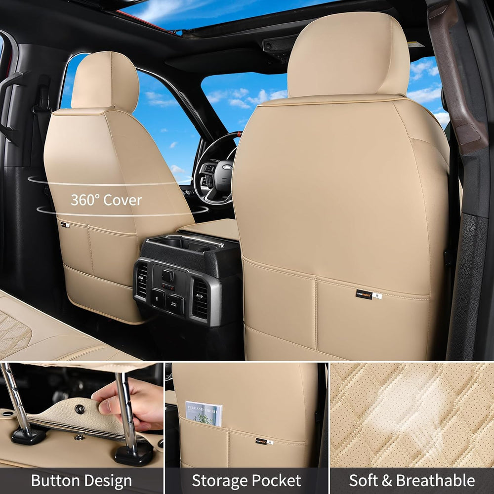 Huidasource F250 Front Seat Covers, 360° Full Coverage Leather Car Seat Prote...