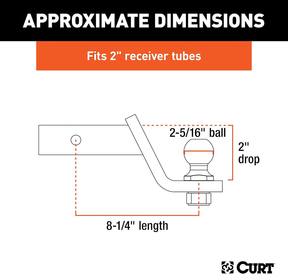 CURT Manufacturing 45041 Class III 2" Loaded Ball Mount with 2-5/16"...