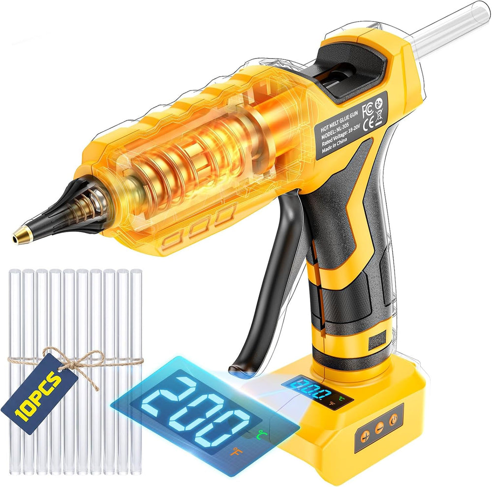 Cordless Hot Glue Gun Digital 100-200°C Temperature Adjustable