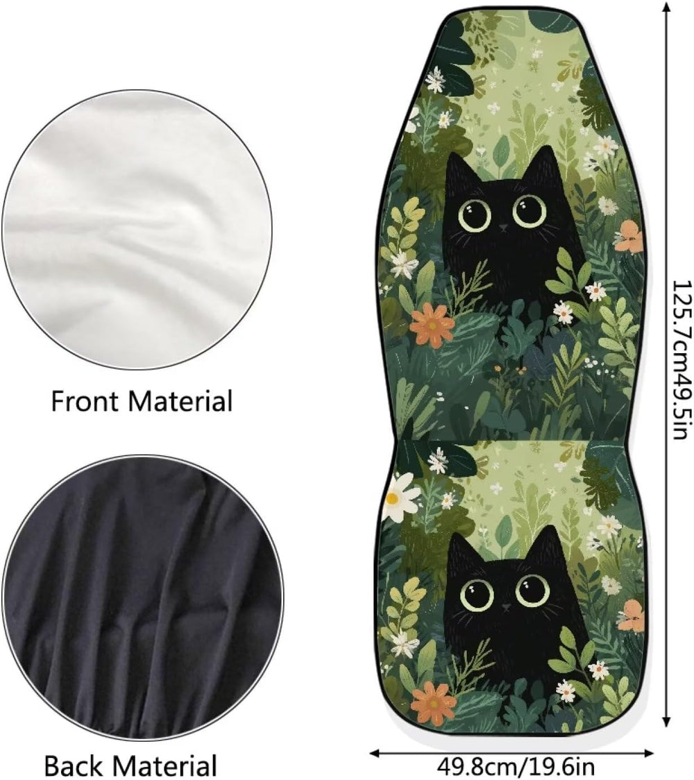 Talayituse Cute Cat Forest Print Car Seat Covers Front Set Car Seats with Ela...