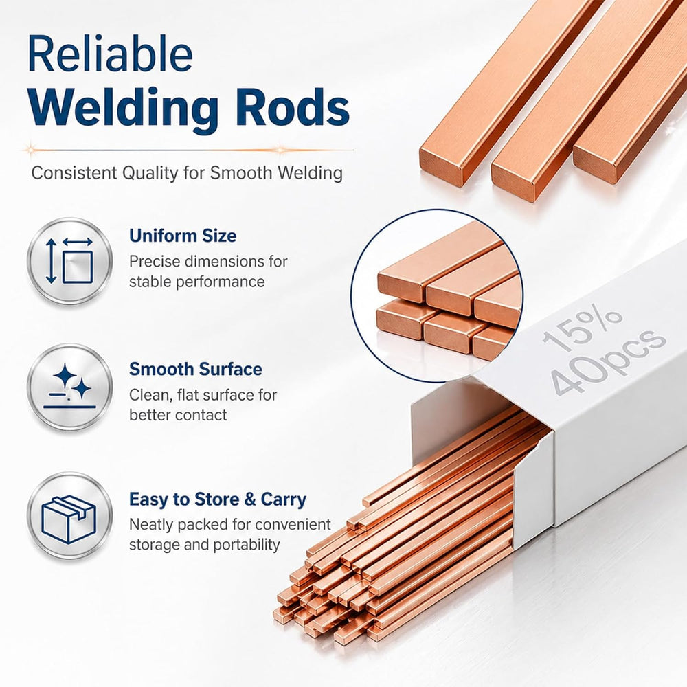 Tandefio 15% Silver Brazing Rods Aws Bcup-5 40pcs, HVAC Silver Solder Stick