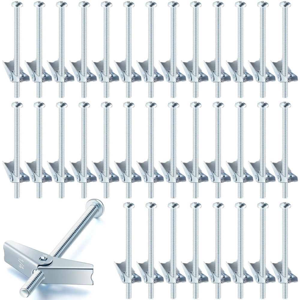 Yaocom 100 Pcs 1/4" X 4" Toggle Bolts and Wing Nut Wall Anchor for ...