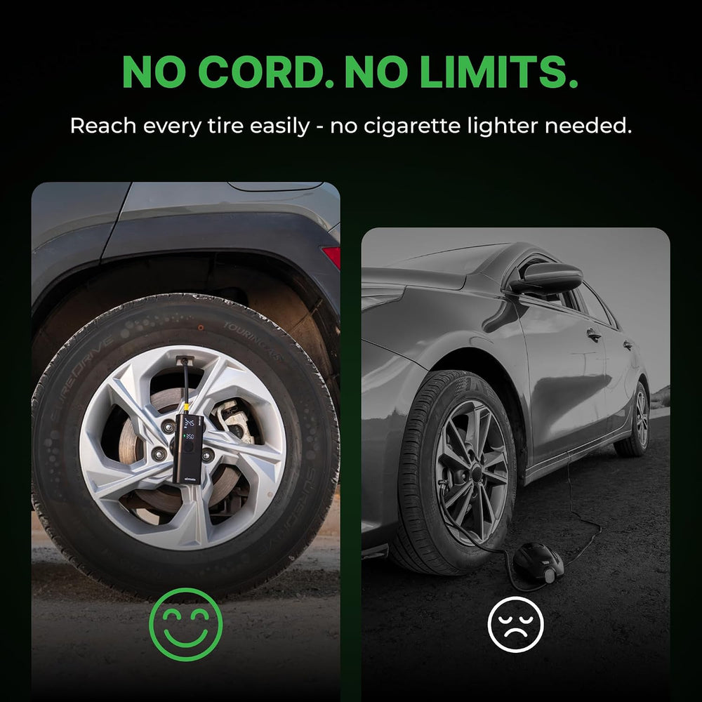 Airmoto Portable Tire Inflator and Car and Home Charger Bundle