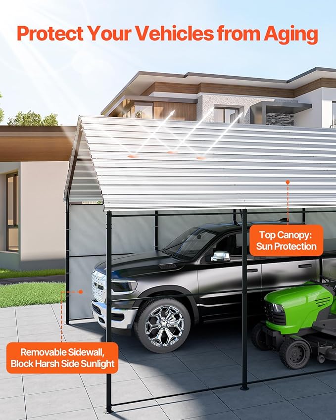 VEVOR Heavy Duty Metal Carport, Car Tent Garage Shade
