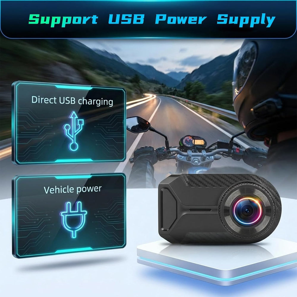 NHOPEEW Motorcycle Dash Cam 1080P/2K HD WiFi Mini Screenless Motorbike Drivin...