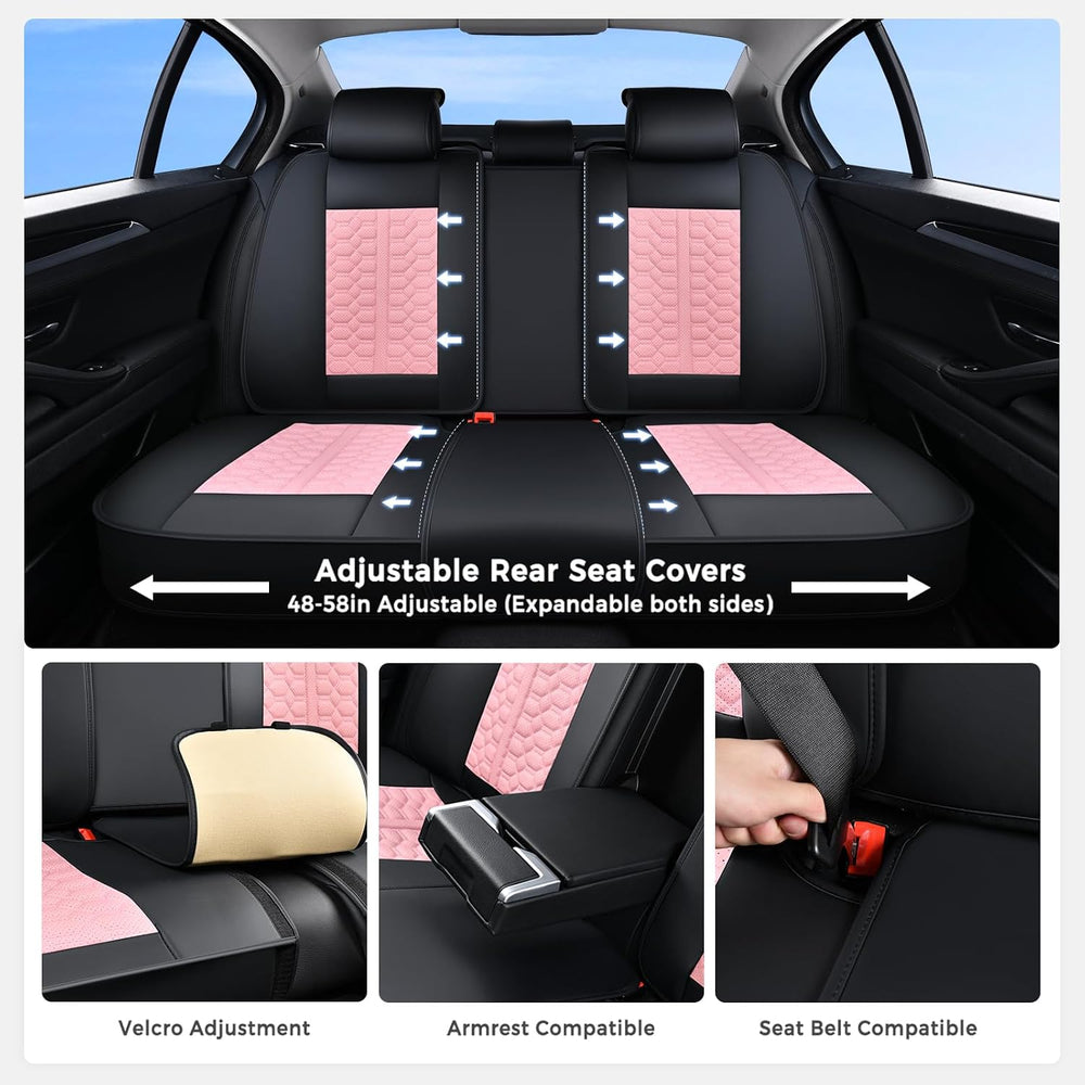 Huidasource Leather Seat Covers Full Set, Front and Rear Car Seat Covers, Ful...