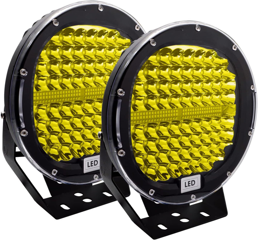 Safego 9inch round led light bar 2Pcs Amber round offroad lights 408W Waterpr...