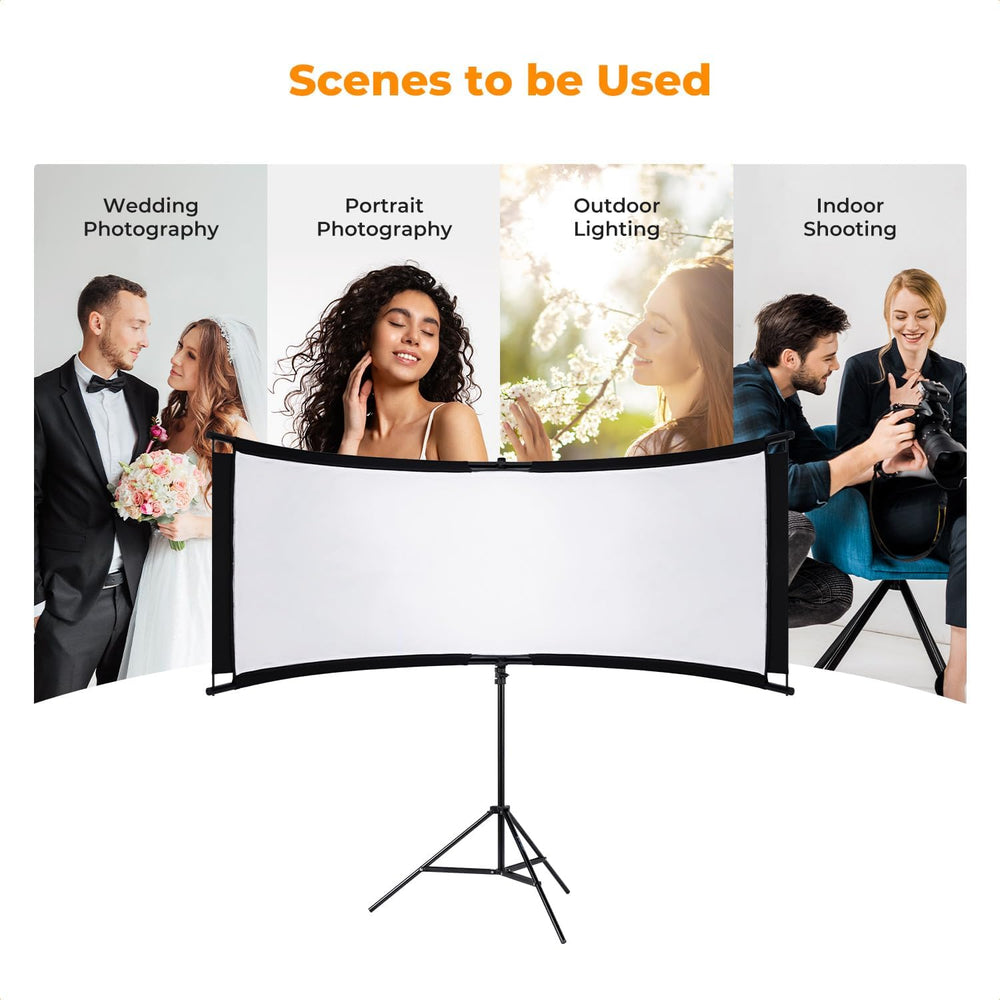 K&F CONCEPT U-Shape Reflector, 180x60cm, with 1.9m Stand, 4-in-1 Reflector