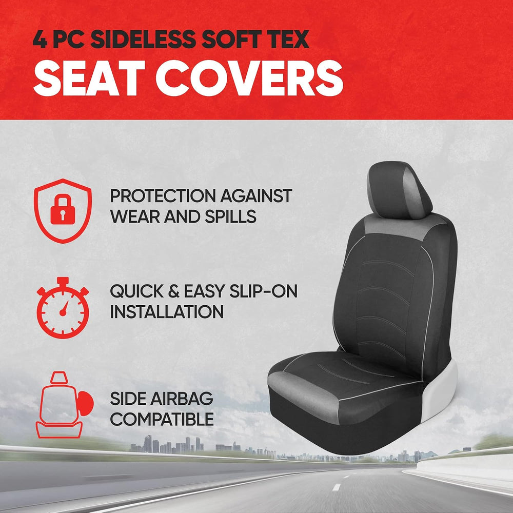 Motor Trend Black Cloth Car Seat Covers for Front Seats – Premium Automotive ...