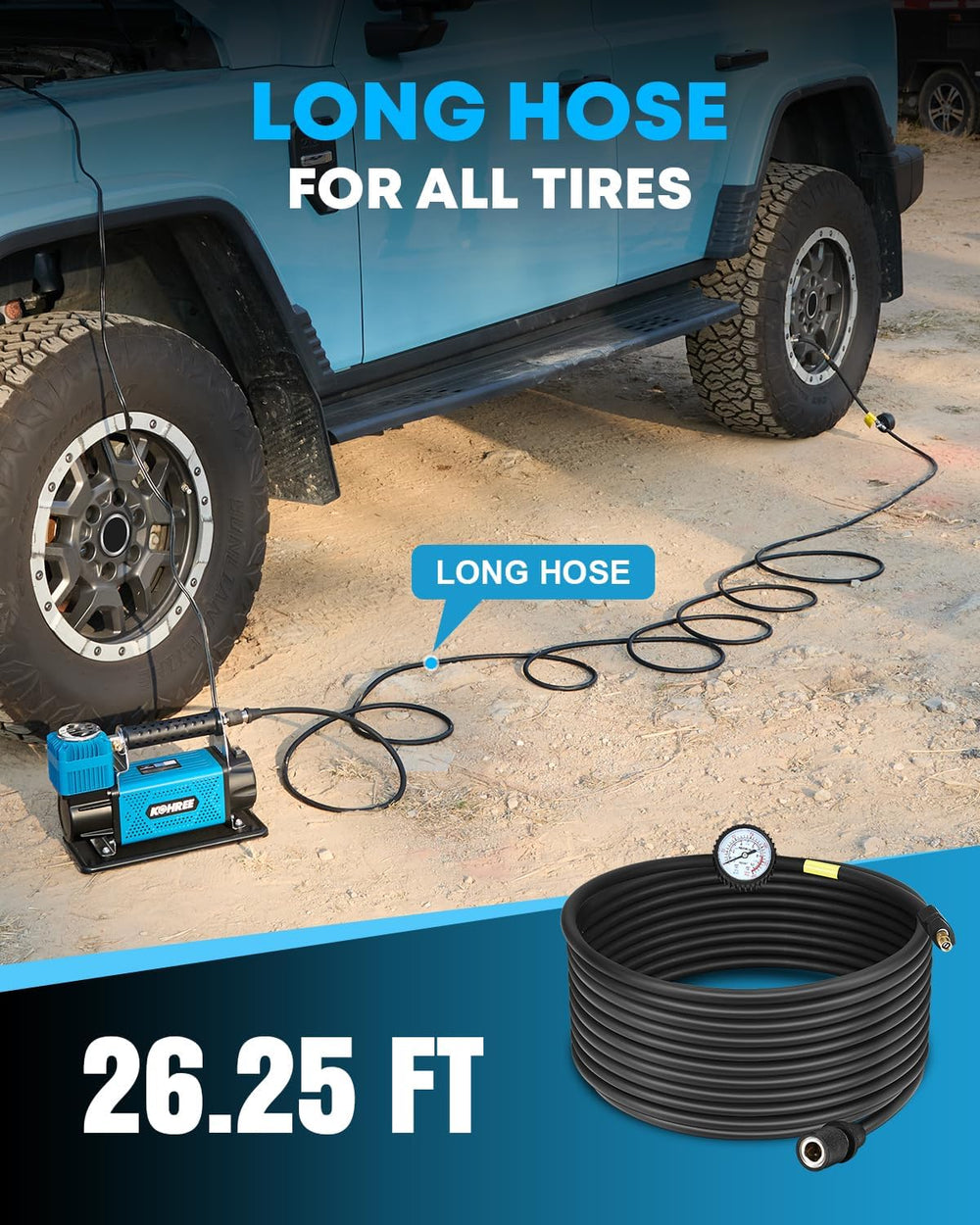 Kohree 12V Air Compressor, 7.06 CFM Fast Tire Inflator, Heavy Duty