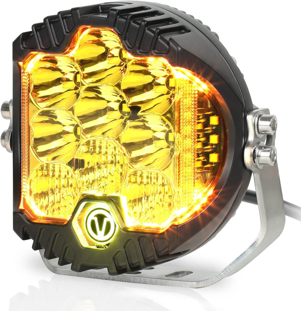7 Inch 90W Amber Yellow LED Offroad Light with DRL, 8000LM Waterproof Driving...
